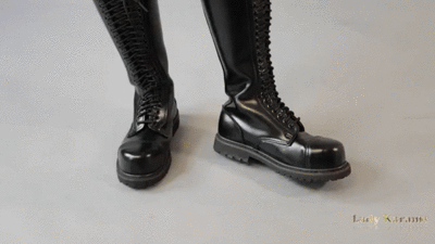 109595 - Ballbusting by an arrogant feminist woman - hard kicks in your balls with boots!