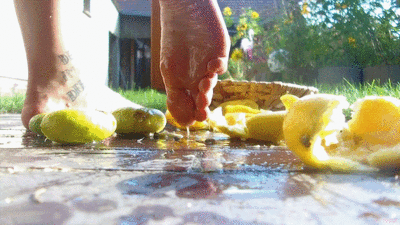 128657 - Pretty Crushed Summer - Splashing citrus fruits under your bare feet