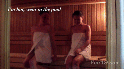 93034 - Amina and Yana relax in the sauna. New slave!