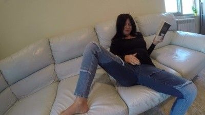 99245 - Totally Soaked - Jeans Mega Wetting on a Couch