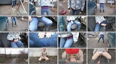 129718 - piss outdoors in jeans