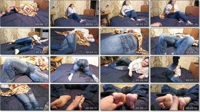 129779 - piss on bed in jeans