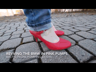 71353 - Revving and Pedal Pumping in the BMW in Pink Pumps