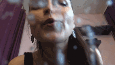 87782 - Beautiful girl Christine smoke spits. Spitting pov