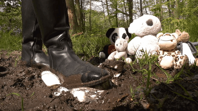 201235 - Cute plushies crushed into the mud (small version)