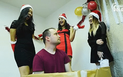 143325 - Girls Christmas party with their own slave boy-toy