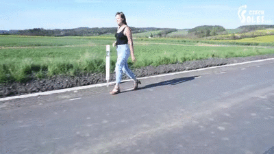 171270 - College girl with long toes hitchhiking foot worship