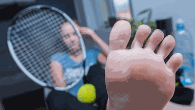 175321 - Relaxing her sweaty feet after a tennis match