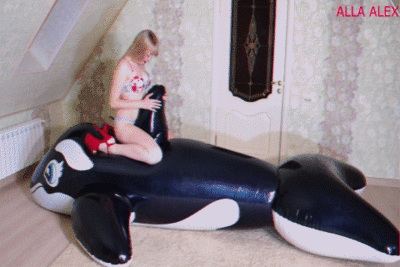 115448 - Alla rubs and gets an orgasm on a huge inflatable whale IW.
