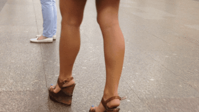107580 - Candid high heels platform wedges of college girl