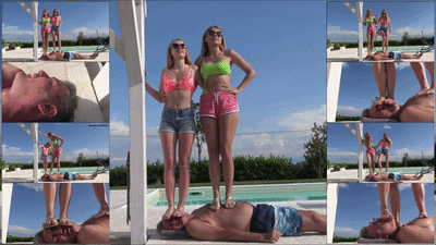 207052 - GABRIELLA & MARIANNA - Holidays in the villa - INHUMAN trampling, throatstanding, facetrampling with sandals and barefoot, dirty soles and sw