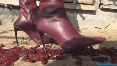 166841 - Goddess Joanna - Mora Fruit Under Red Leather Pointy Toe High Heeled Boots (720p MP4)