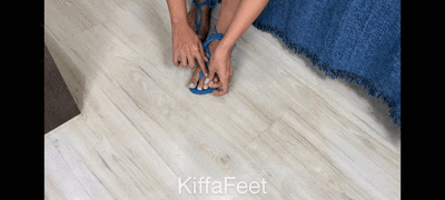164259 - Kiffa Wiggling toes in blue sandals - JOI