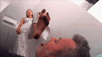 202171 - GABRIELLA - Dirty feet cleaning lesson 2 - INSANE CLIP! - Dirty feet licking, BRUTAL face kicking (Final with SOAP on tongue!)
