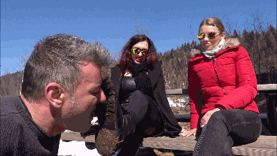 202720 - GABRIELLA & SCARLET - A trip to the mountains - EXTREME Outdoor muddy boots licking (CRAZY INSANE CLIP!)