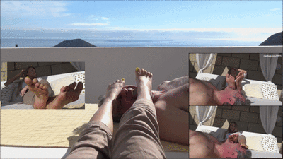 203724 - GABRIELLA - Holidays with the slave - OUTDOOR dirty feet licking, foot domination, face as a footstool