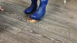 Blue rubber boots and sweaty feet